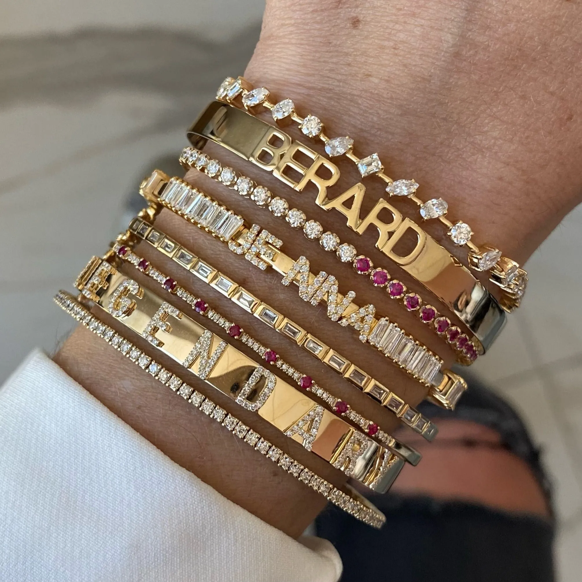 Personalized Three Dimensional Diamond Bangle