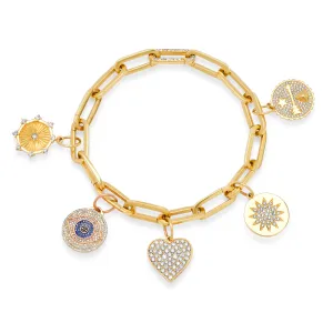 PICK YOUR LINK & CHARM BRACELET W/DIAMOND LINK W/PENDANTS