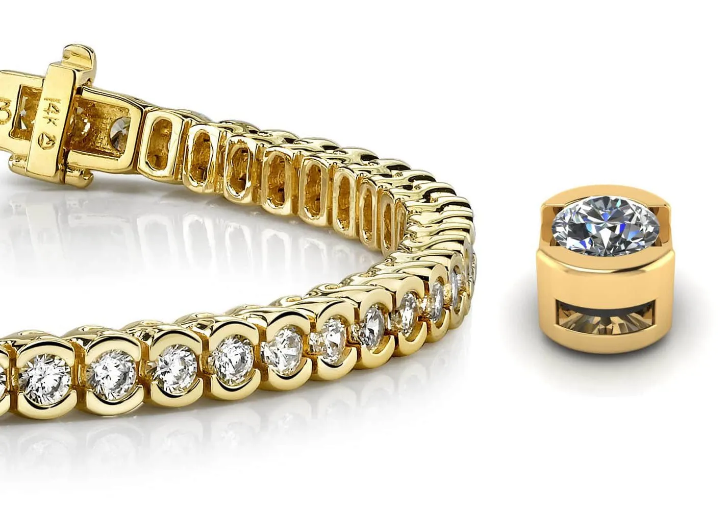 Pillow Bezel Set Lab-Grown Diamond Tennis Bracelet with 11.70 ct.(finished) 4.25mm