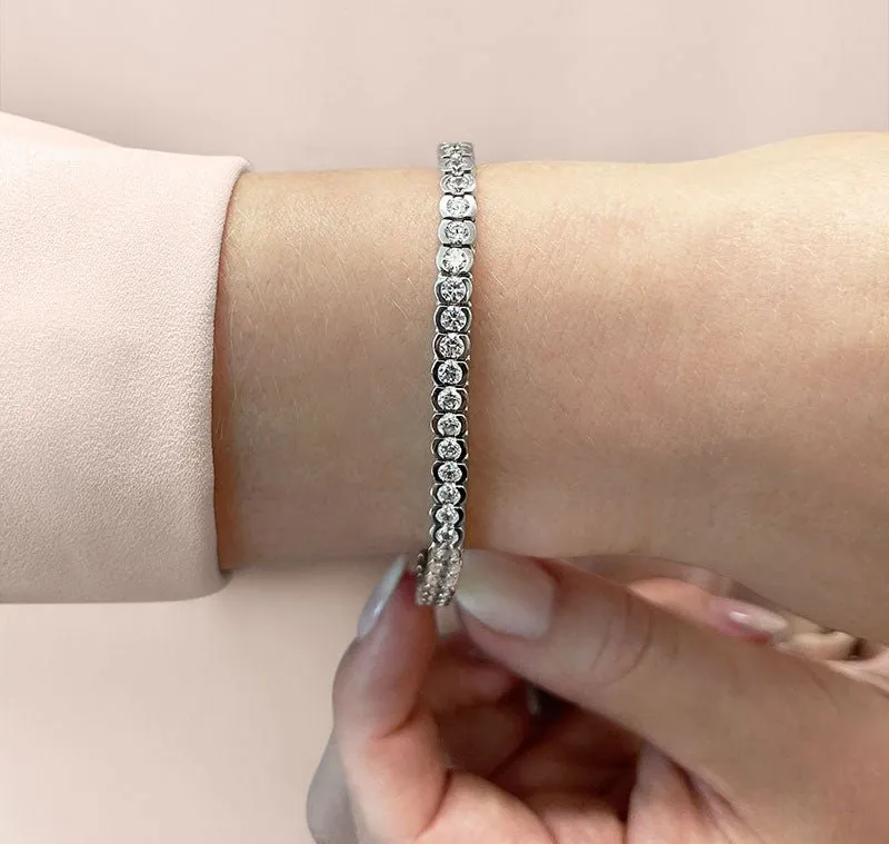 Pillow Bezel Set Lab-Grown Diamond Tennis Bracelet with 11.70 ct.(finished) 4.25mm