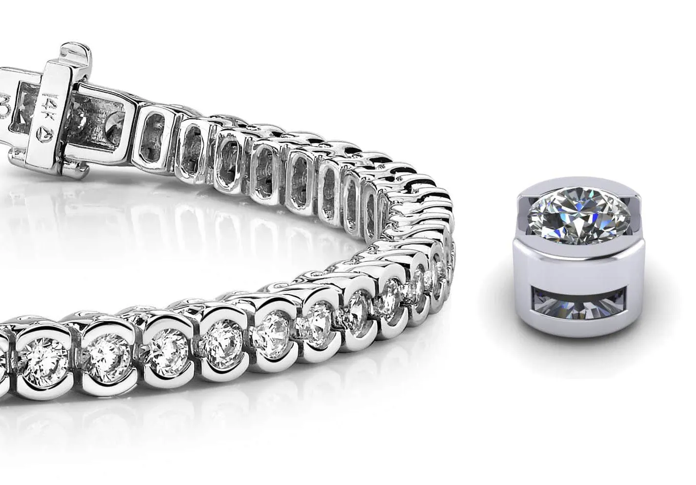 Pillow Bezel Set Lab-Grown Diamond Tennis Bracelet with 11.70 ct.(finished) 4.25mm