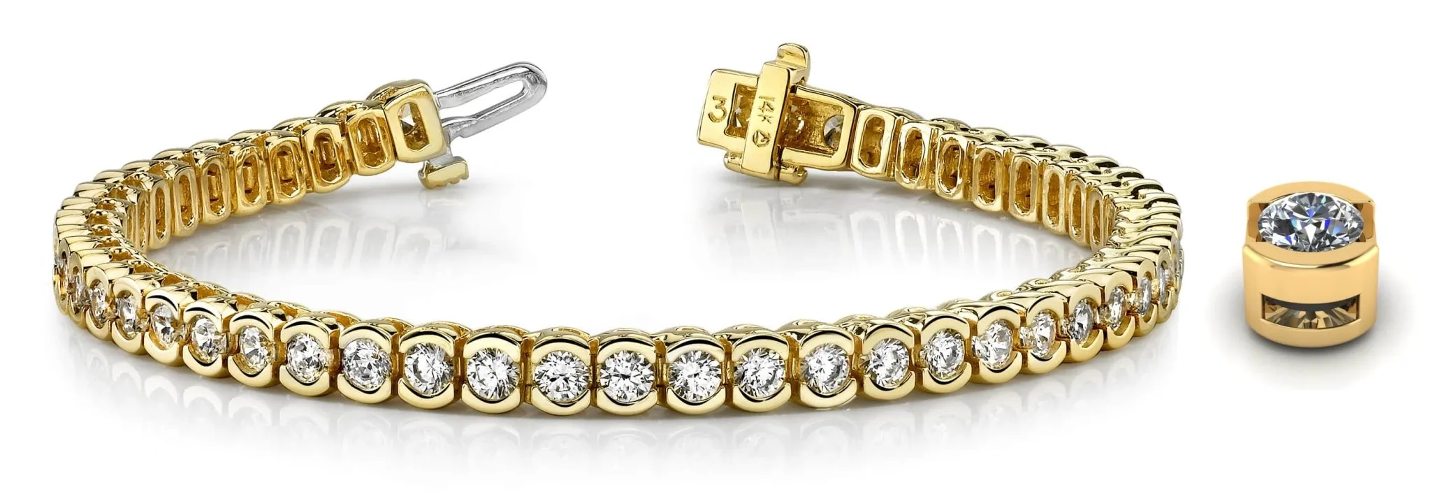 Pillow Bezel Set Lab-Grown Diamond Tennis Bracelet with 11.70 ct.(finished) 4.25mm