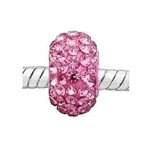 Pink  Crystal Bead European Bead Compatible for Most European Snake Chain Charm Bracelet