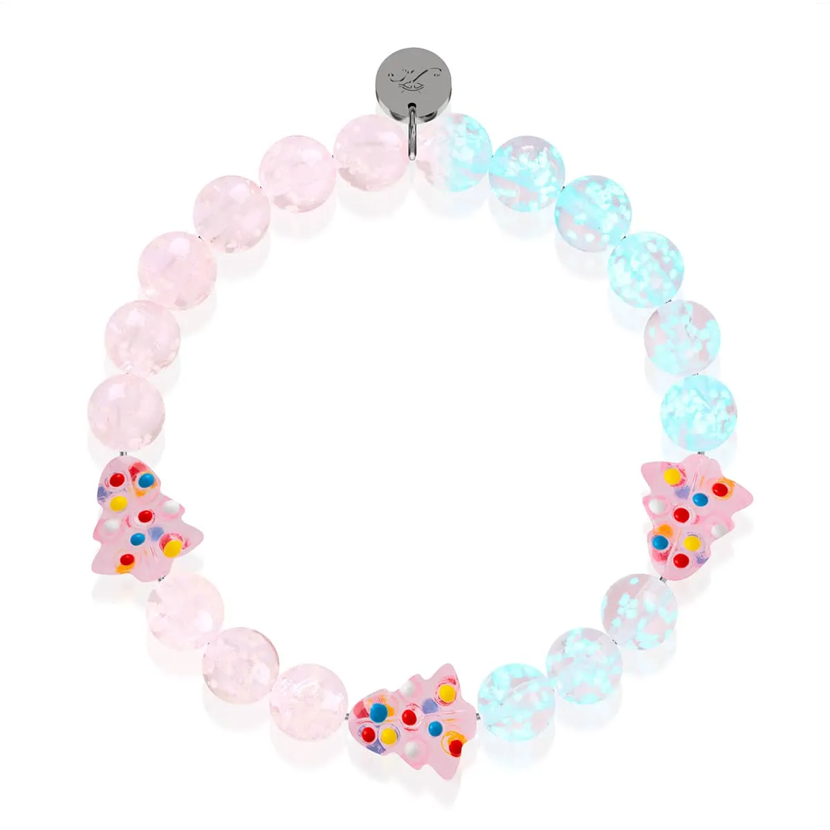 Pink Evergreen | Silver | Firefly Glass Bracelet