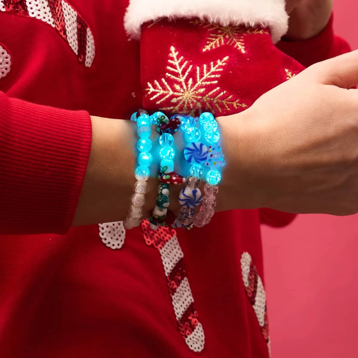 Pink Evergreen | Silver | Firefly Glass Bracelet