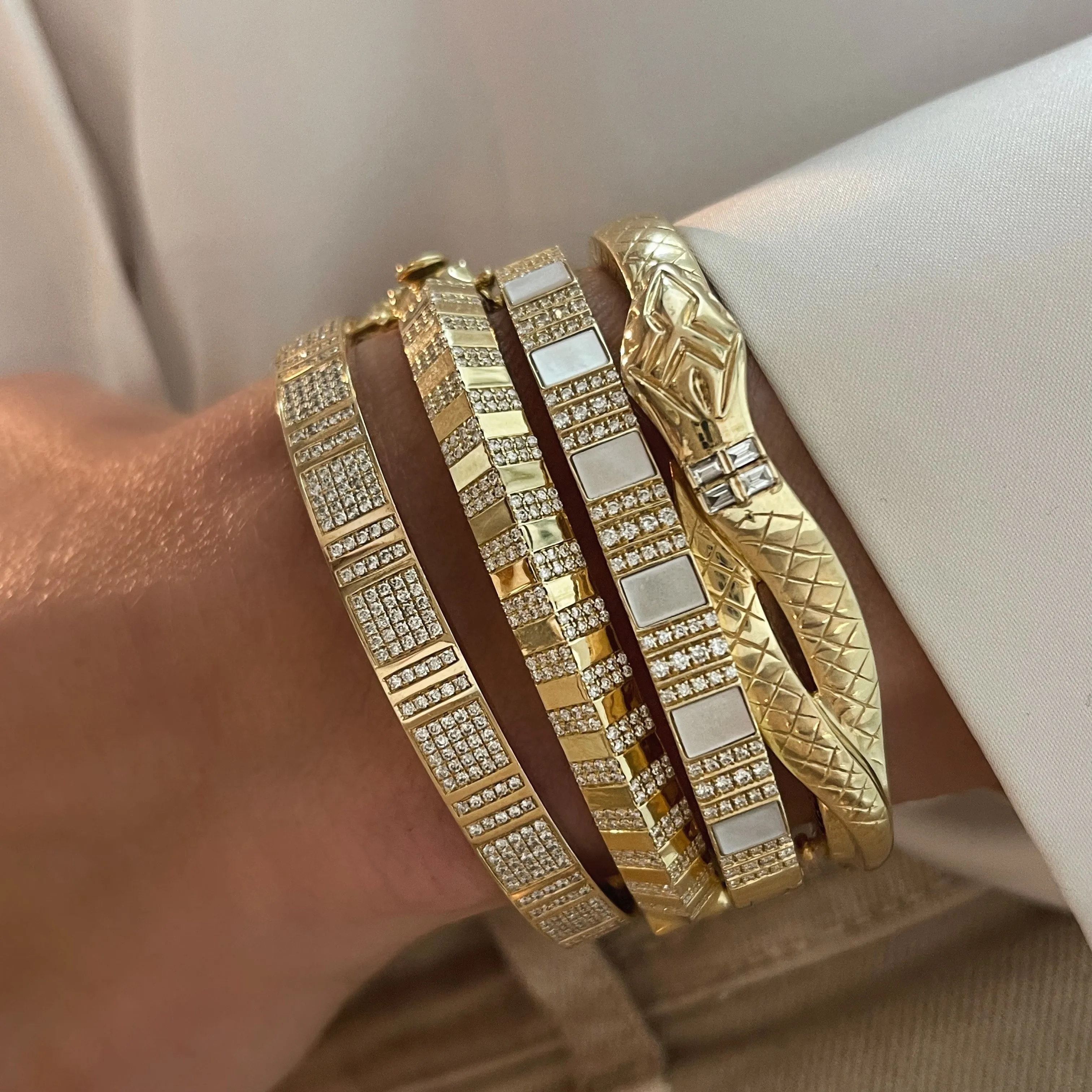 Pinstripe Strength Diamond Bangle Bracelet