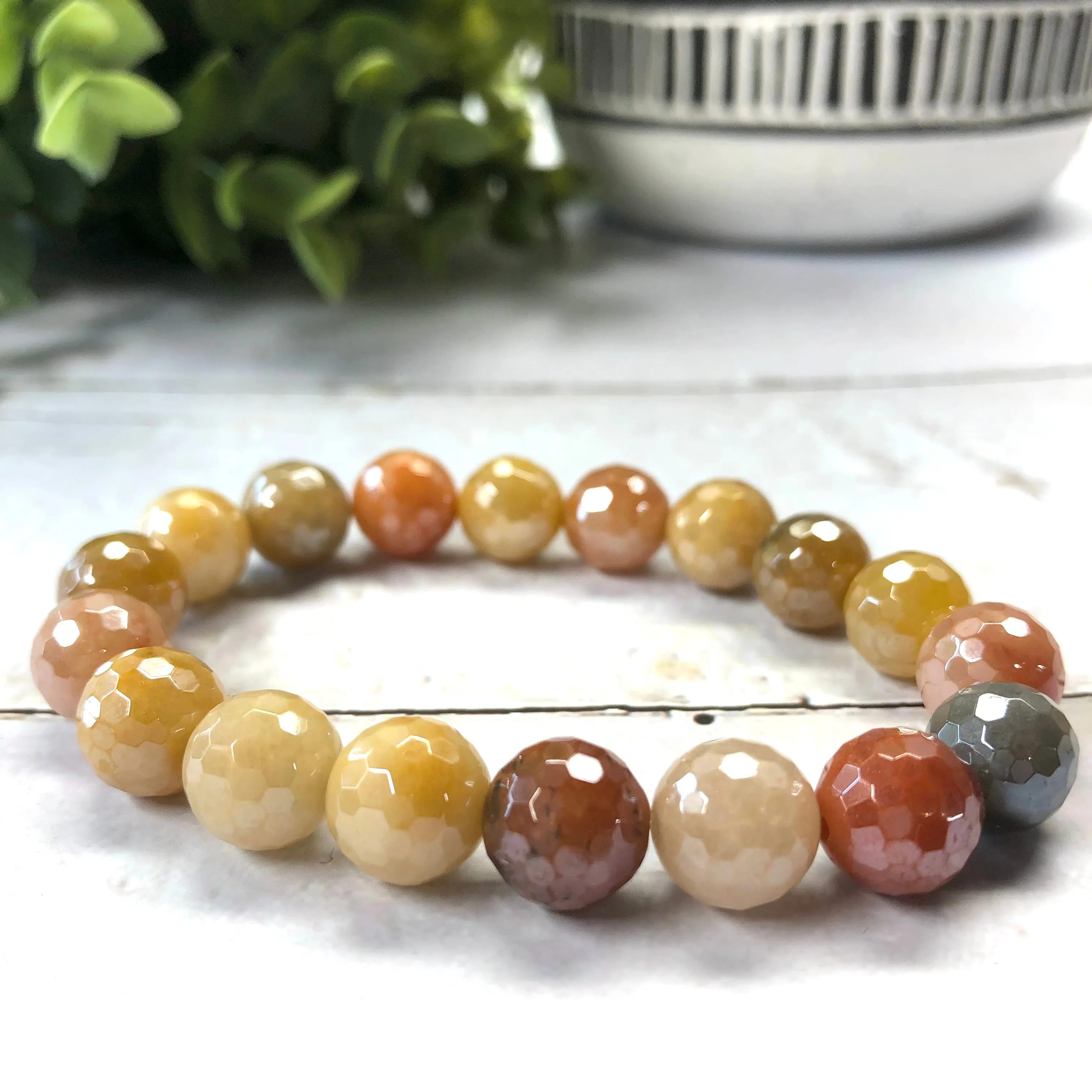 Plated Rutilated Jade Bracelet
