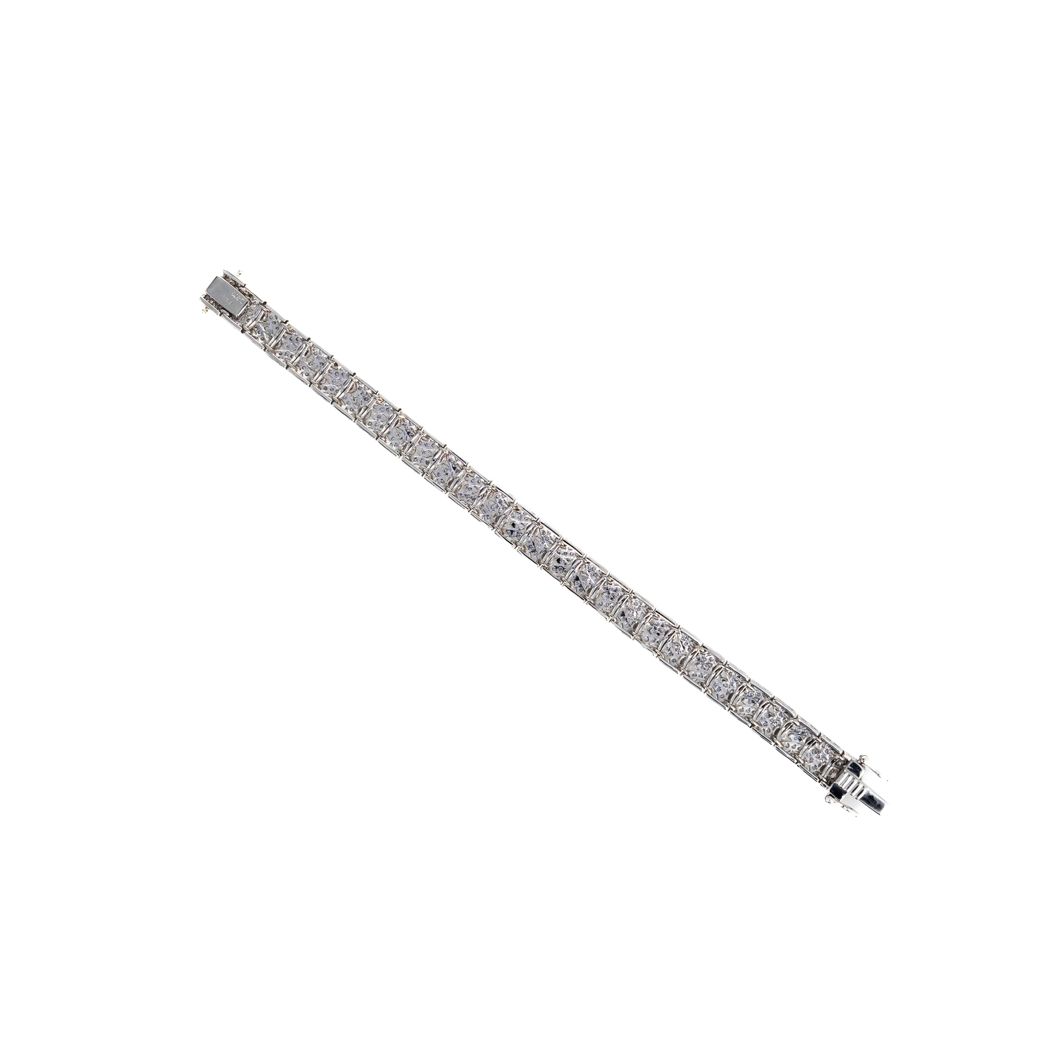 Platinum 2.70 Carat Diamond Milgrain Wide Bracelet