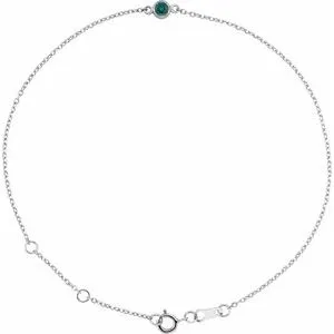 Platinum Lab-Grown Alexandrite Bezel-Set Solitaire 6 1/2-7 1/2" Bracelet