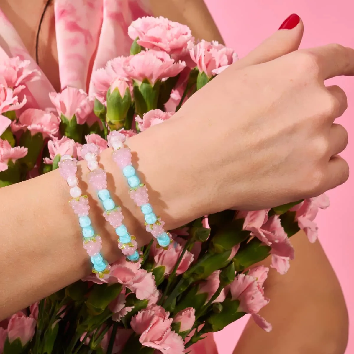 Polka Dot Pink | .925 Sterling Silver | Firefly Glass Berry Bracelet