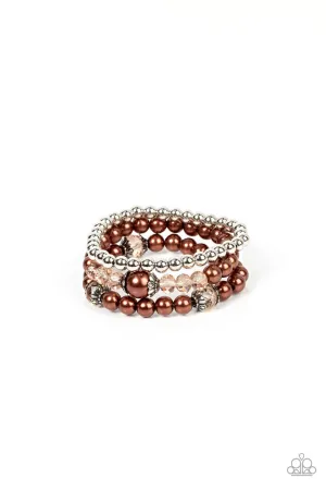 Positively Polished - Brown - Paparazzi Pearl Stretchy Bracelet