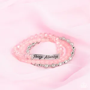 Pray Always - Pink - Beaded Inspirational Religious Paparazzi Stretchy Bracelet