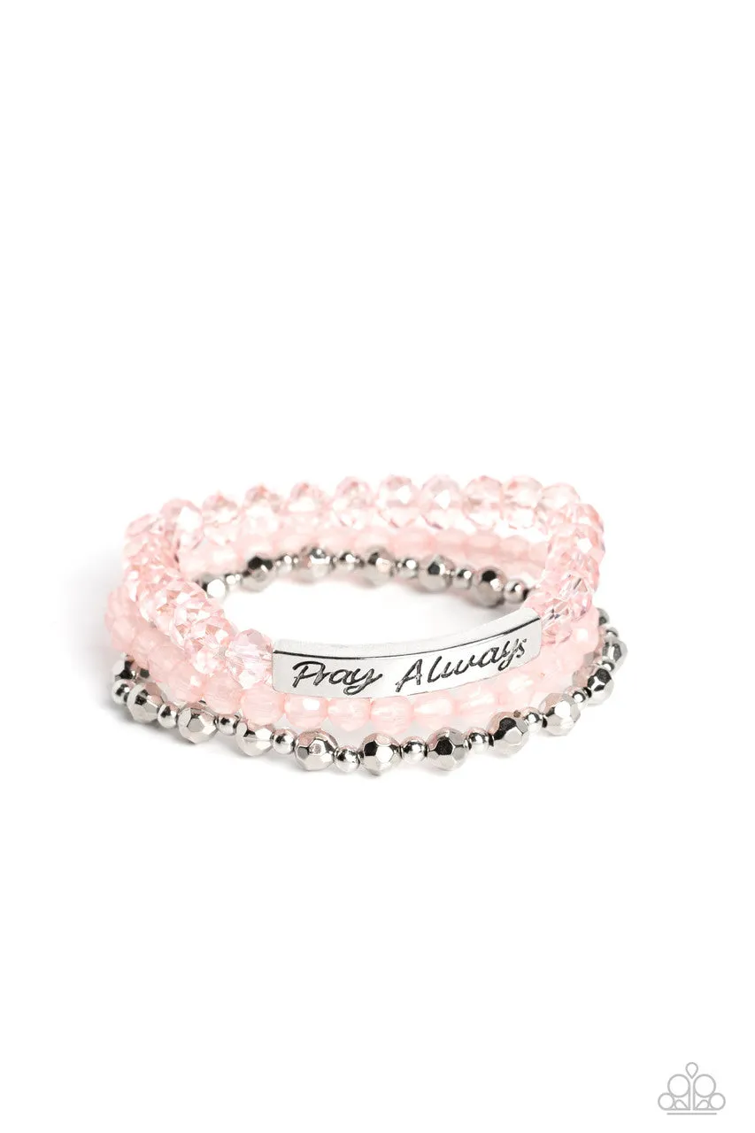 Pray Always - Pink - Beaded Inspirational Religious Paparazzi Stretchy Bracelet