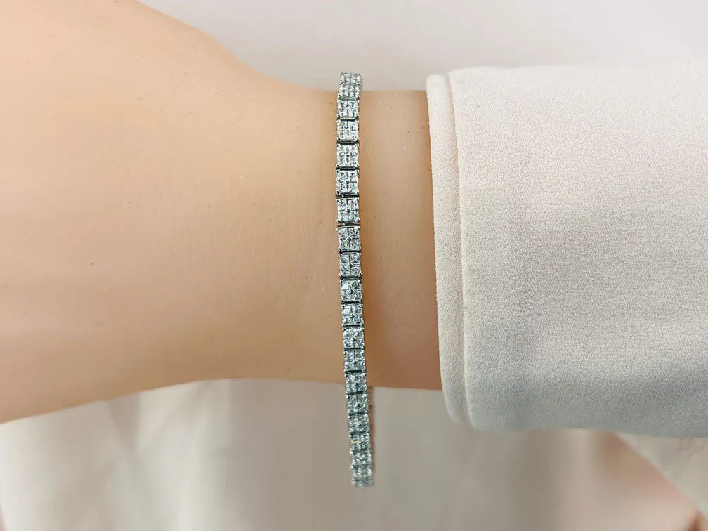Princess Cut Diamond Illusion Diamond Bracelet with 4.68 ct.(finished) 1.5mm