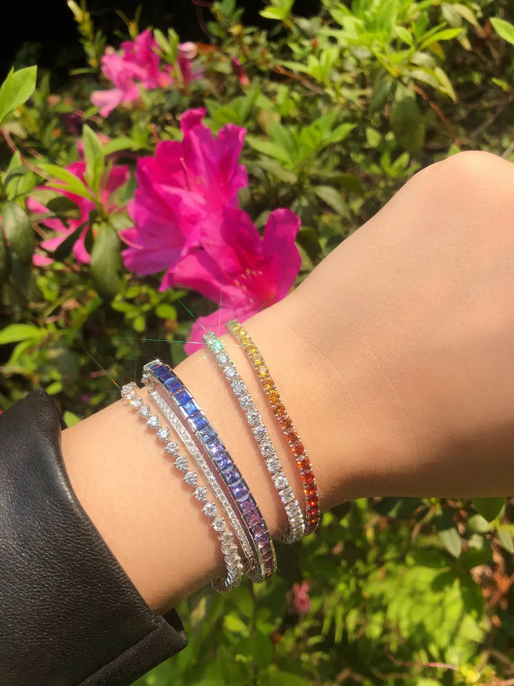 Princess Cut Rainbow Sapphire Tennis Bracelet