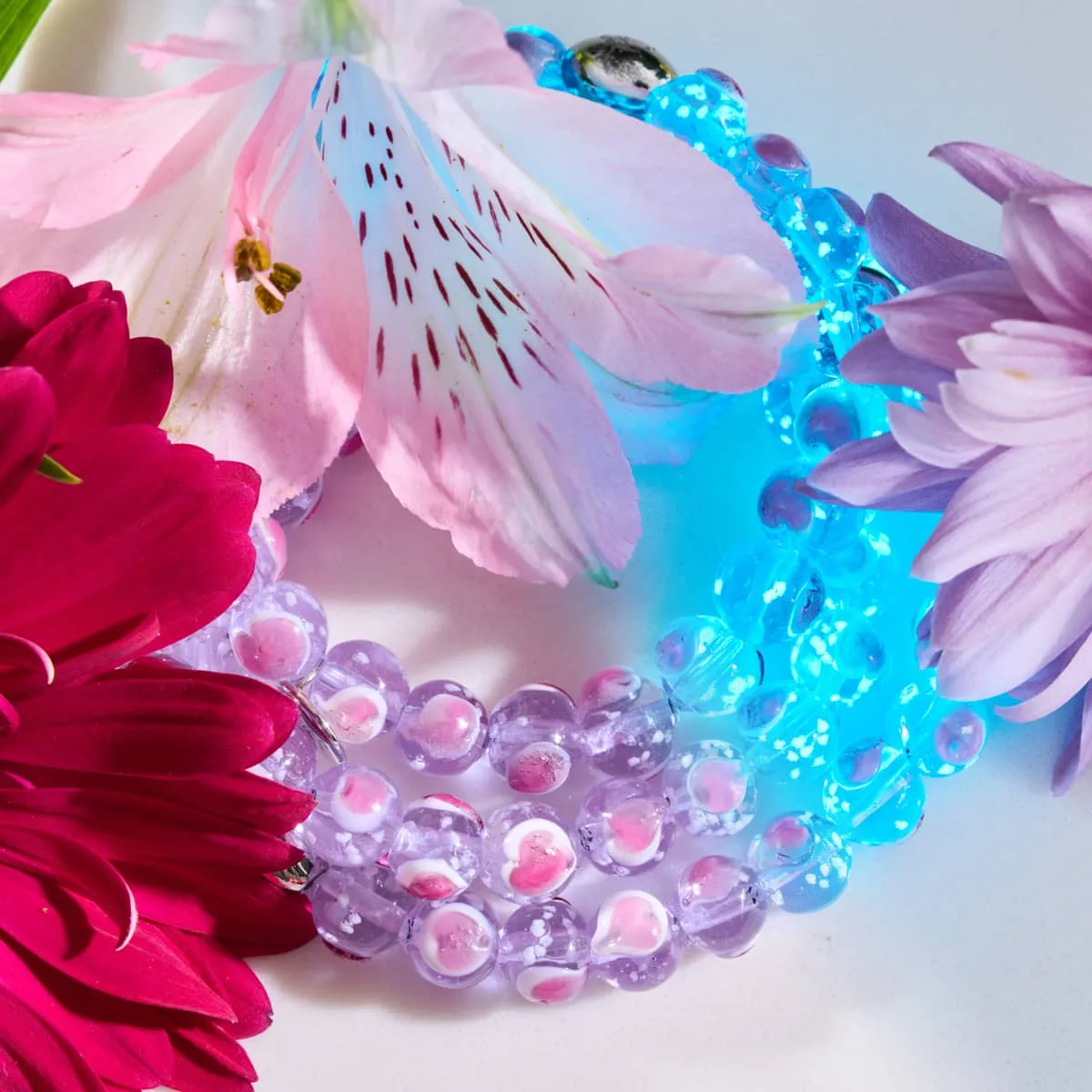 Purple x Pink | .925 Sterling Silver | Firefly Glass Love Bracelet