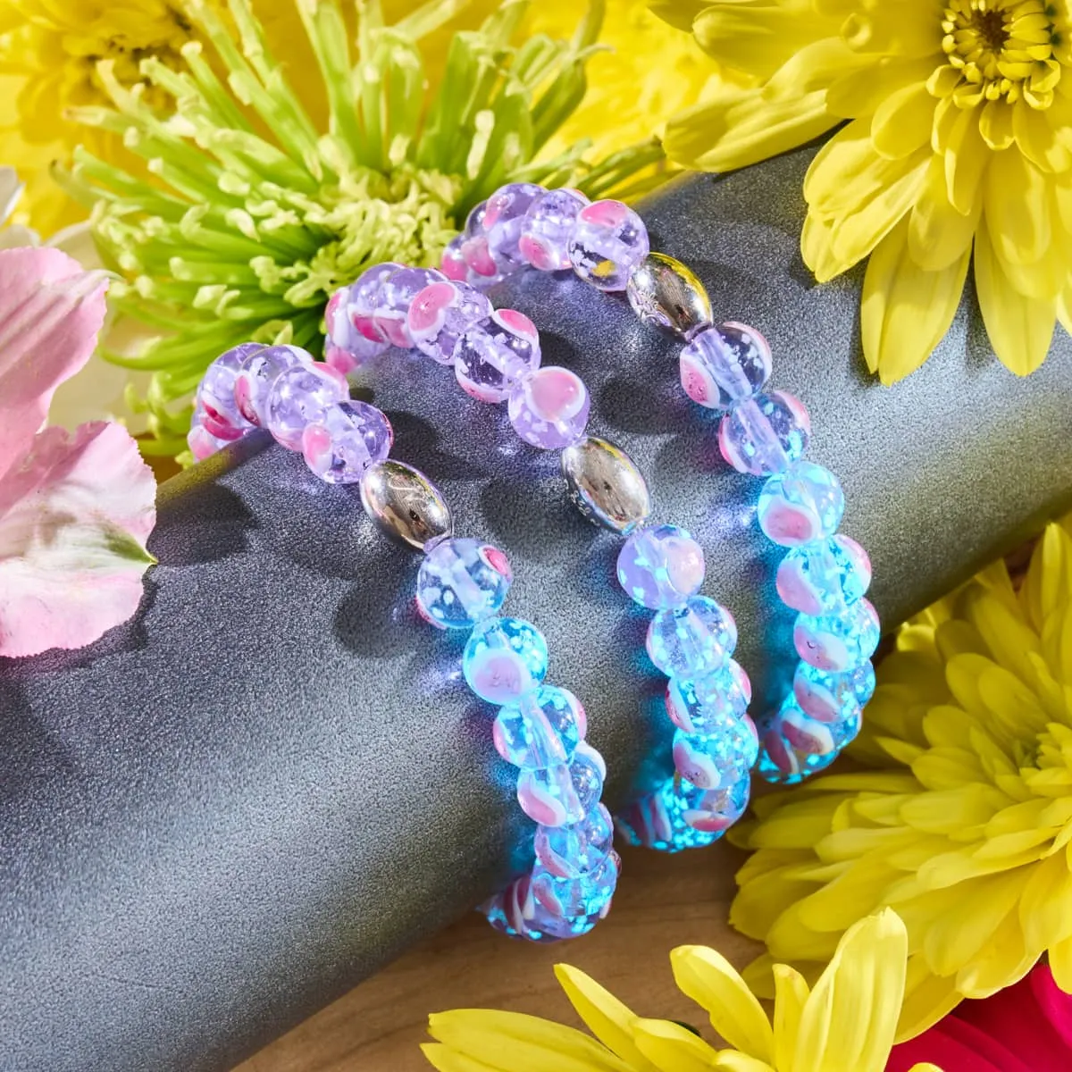 Purple x Pink | .925 Sterling Silver | Firefly Glass Love Bracelet