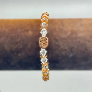 Quartz and Copper Sun Beaded Stretch Bracelet