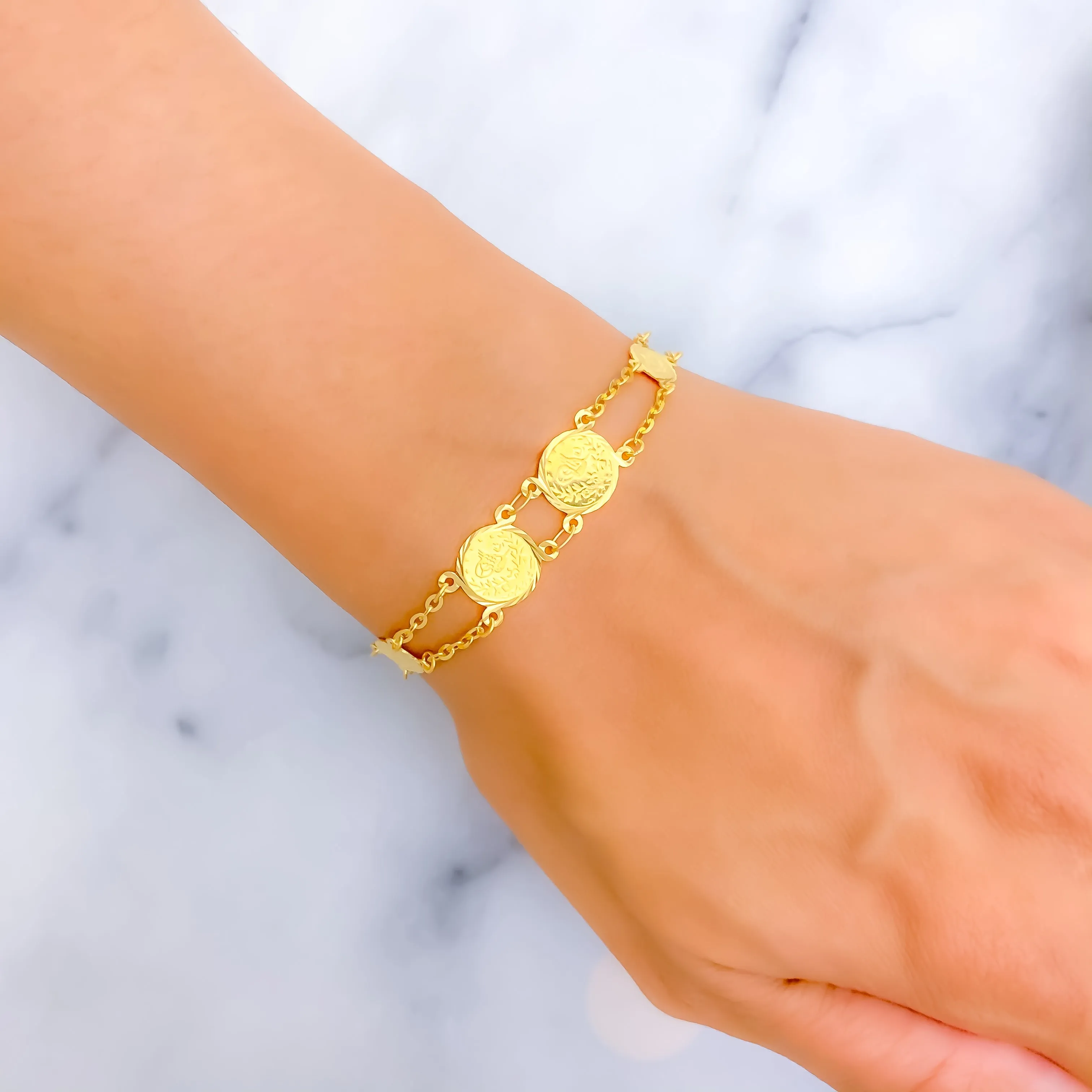 Radiant Graceful 21k Gold Coin Bracelet