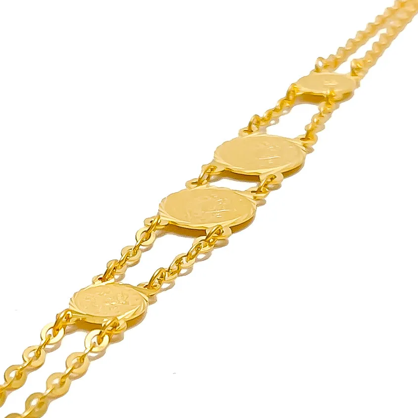 Radiant Graceful 21k Gold Coin Bracelet