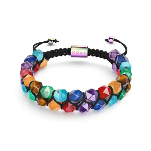 Rainbow Chakra | 7 Gemstone Geom Bracelet | Unicorn Silver