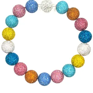 Rainbow Crystal Sphere Statement Necklace