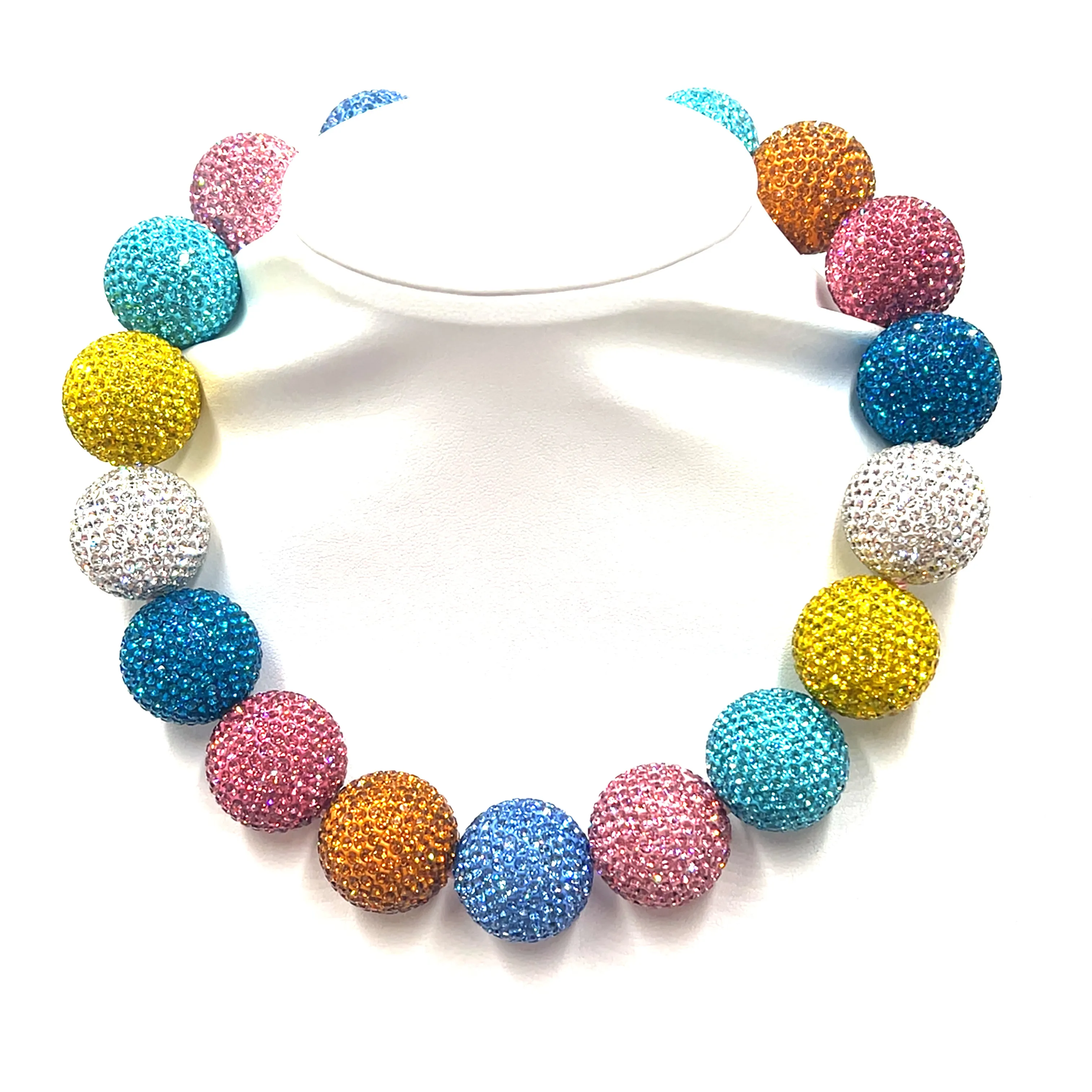 Rainbow Crystal Sphere Statement Necklace