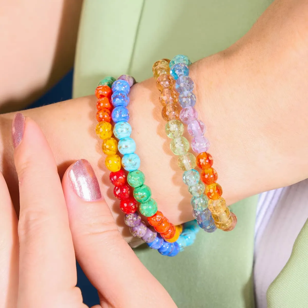 Rainbow Wrap | .925 Sterling Silver | Solid Firefly Glass Bracelet