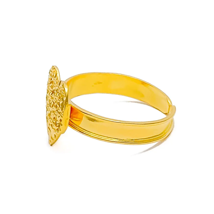 Regal Gleaming Netted Heart 21k Gold Bracelet W / Matching Ring