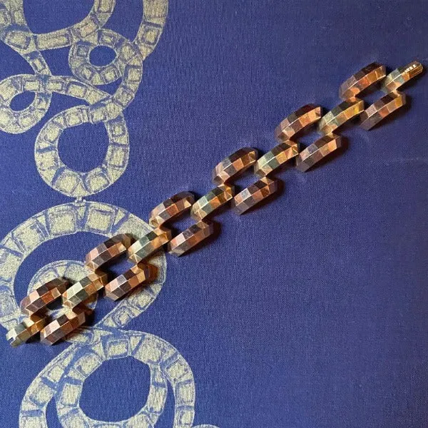 Retro Two-toned Faceted Link Bracelet