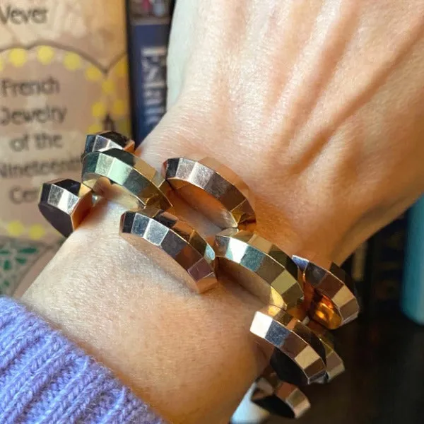 Retro Two-toned Faceted Link Bracelet