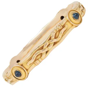 Riker Brothers Art Nouveau 3.76 CTW Sapphire 14 Karat Yellow Gold Antique Belt Bangle Bracelet
