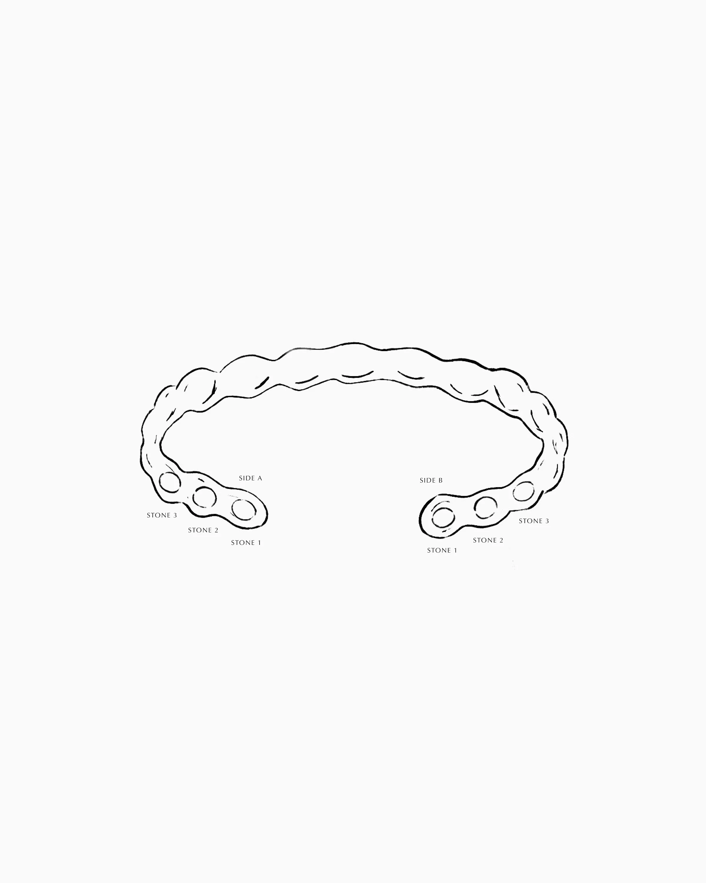 Ripple Stone Cuff  | Solid White Gold