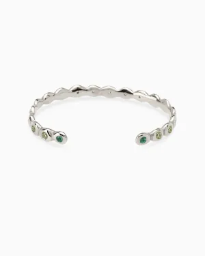 Ripple Stone Cuff  | Solid White Gold