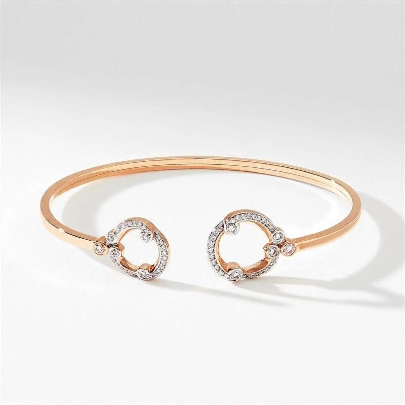 Rococo Pavé Diamond Rose Gold Bangle
