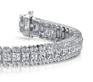 Round And Princess Lab-Grown Diamond Bracelet with 7.90 ct.(finished) 1.4mm, 2.5mm
