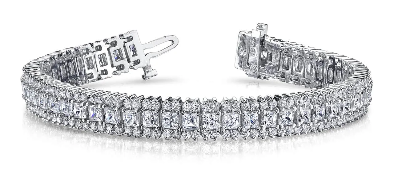 Round And Princess Lab-Grown Diamond Bracelet with 7.90 ct.(finished) 1.4mm, 2.5mm