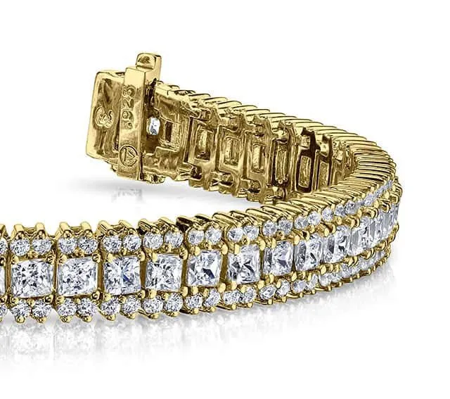 Round And Princess Lab-Grown Diamond Bracelet with 7.90 ct.(finished) 1.4mm, 2.5mm