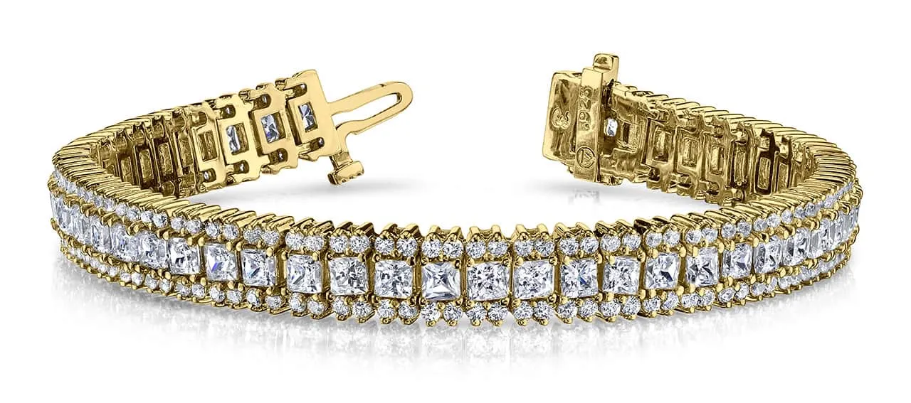 Round And Princess Lab-Grown Diamond Bracelet with 7.90 ct.(finished) 1.4mm, 2.5mm