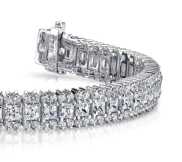 Round And Princess Lab-Grown Diamond Bracelet with 7.90 ct.(finished) 1.4mm, 2.5mm