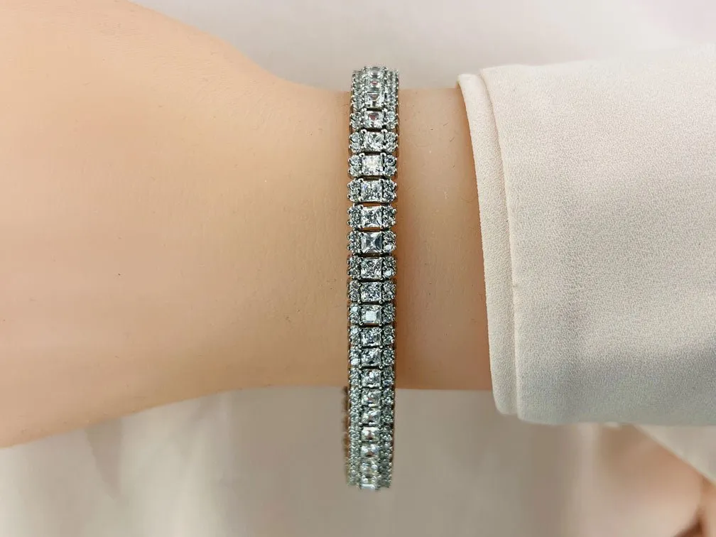 Round And Princess Lab-Grown Diamond Bracelet with 7.90 ct.(finished) 1.4mm, 2.5mm