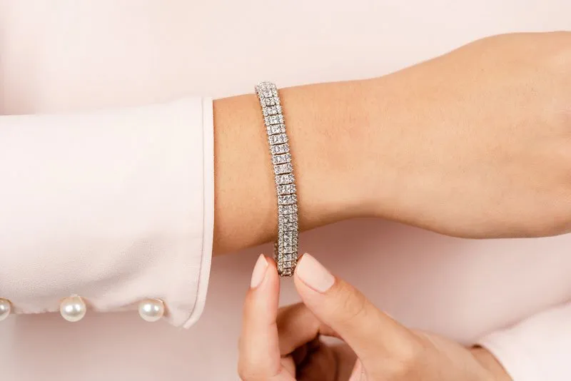 Round And Princess Lab-Grown Diamond Bracelet with 7.90 ct.(finished) 1.4mm, 2.5mm