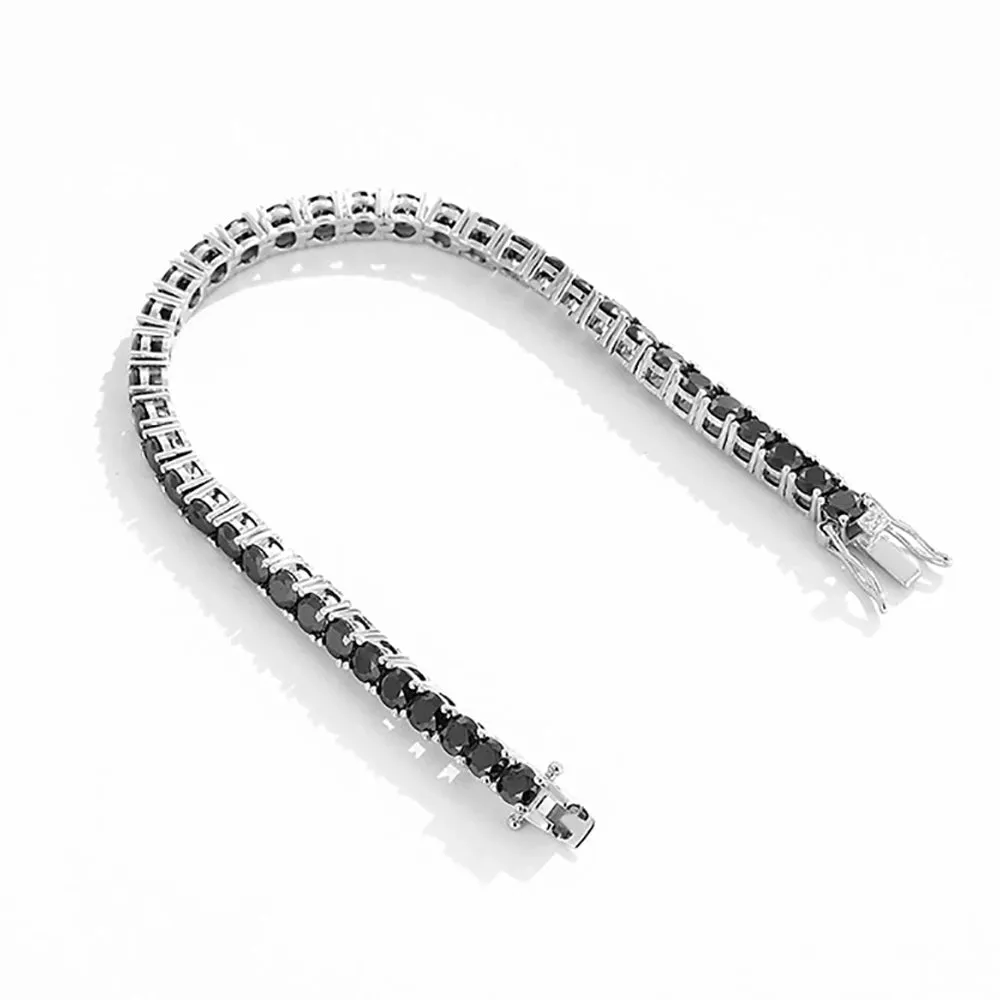 Round Black Full Diamond Tennis Bracelet