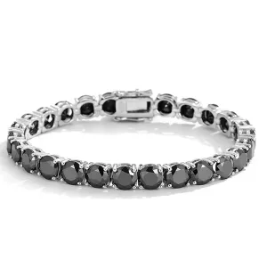 Round Black Full Diamond Tennis Bracelet