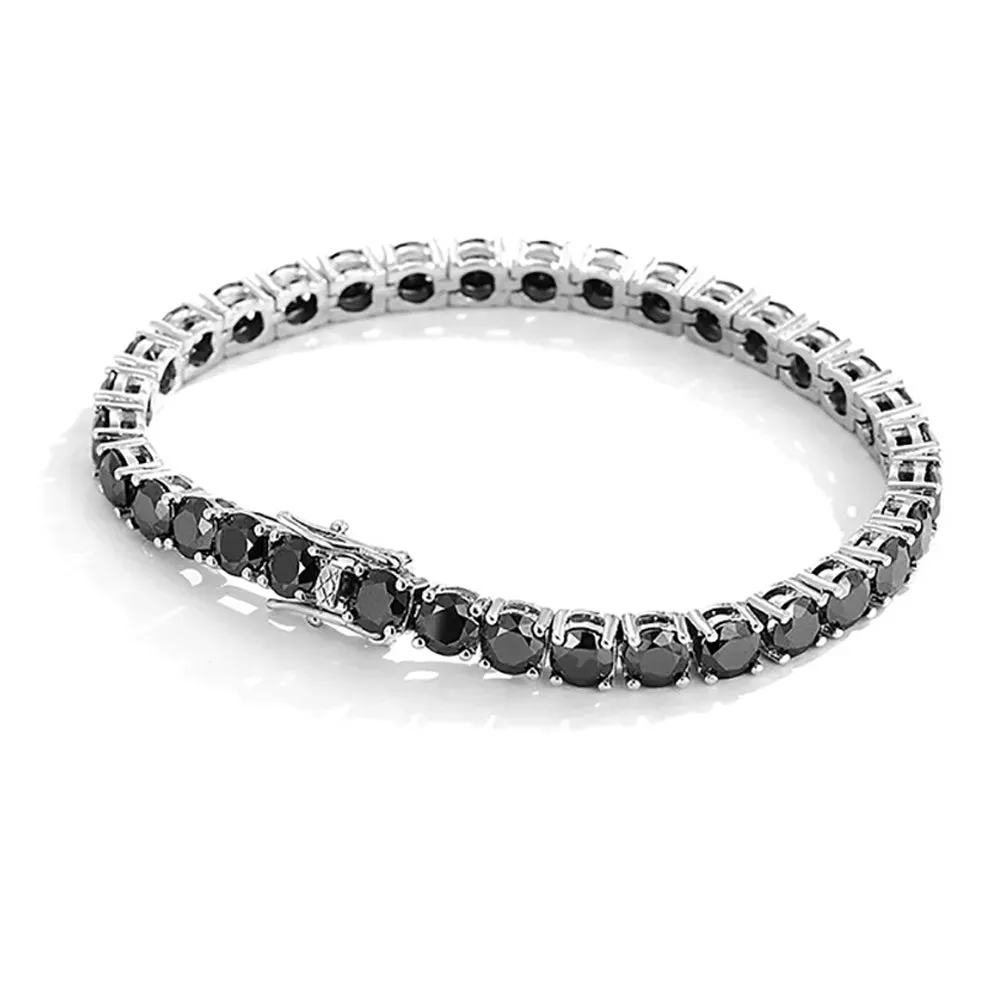Round Black Full Diamond Tennis Bracelet