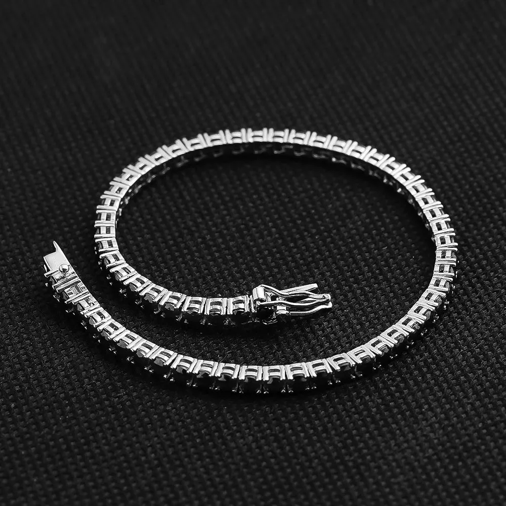 Round Black Full Diamond Tennis Bracelet