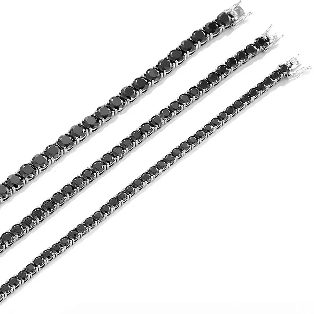 Round Black Full Diamond Tennis Bracelet