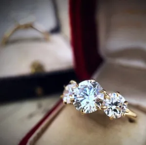 Round Cut Moissanite engagement ring, white gold diamond Cluster ring, wedding Delicate Anniversary ring, Promise Gift