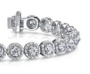 Round Halo Diamond Bracelet with 9.20 ct.(finished) 1.2mm, 4mm