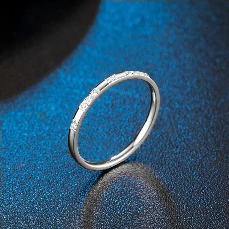 Round Shape Moissanite Wedding band, Rose Gold Vintage Unique band, diamond Jewelry For women, Celtic bridal anniversary gift, Promise ring